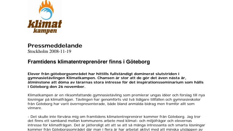 Framtidens klimatentreprenörer finns i Göteborg