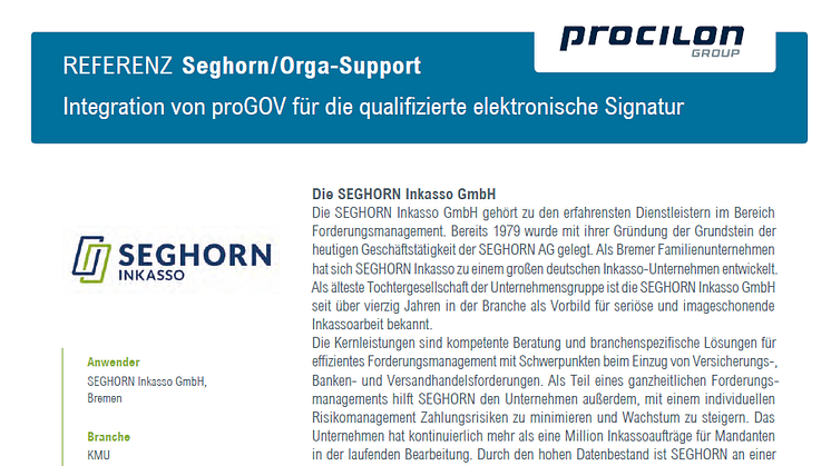 Neue Referenz: Seghorn Inkasso/ Orga-Support