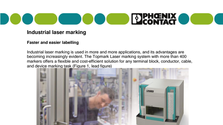 Industrial laser marking: Faster and easier labelling