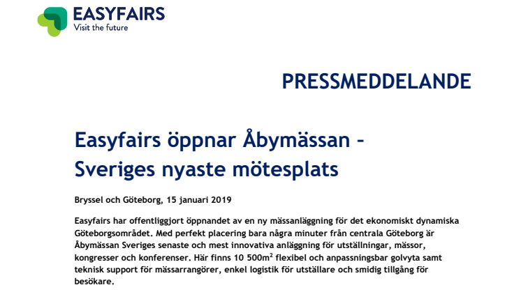 Easyfairs öppnar Åbymässan – Sveriges nyaste mötesplats