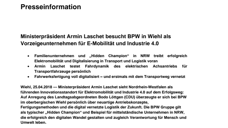 Ministerpräsident Armin Laschet besucht BPW in Wiehl als Vorzeigeunternehmen für E-Mobilität und Industrie 4.0 (mit Video) 