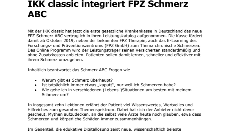 IKK classic integriert FPZ Schmerz ABC