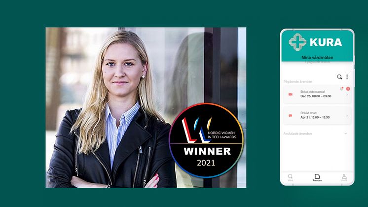 Cecilia Videcél, CEO och grundare av Kura tilldelades priset "Innovator of the year" i Nordic Women in Tech Awards!