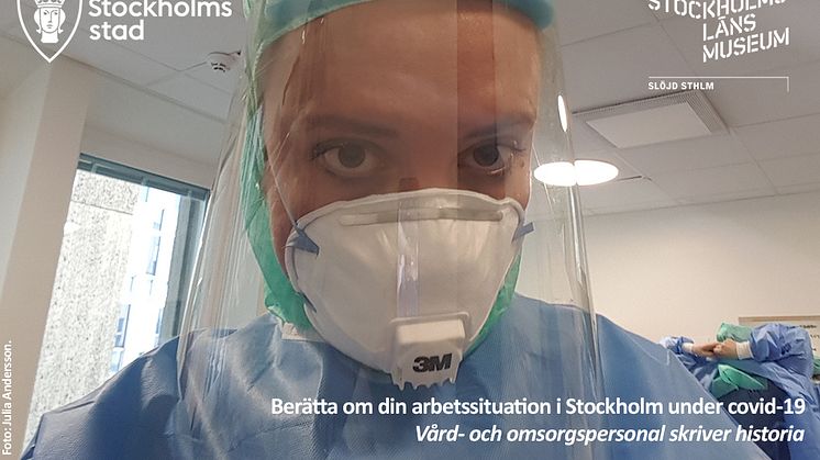 Intensivvårdssjuksköterska vid Huddinge sjukhus under covid-19pandemin i Stockholm. Foto: Julia Andersson.