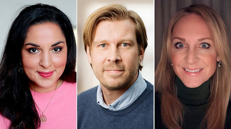 Tara Moshizi, Johan Kollén och Sandra Lewinsson blir nya medarbetare på Bokmässan i Göteborg.