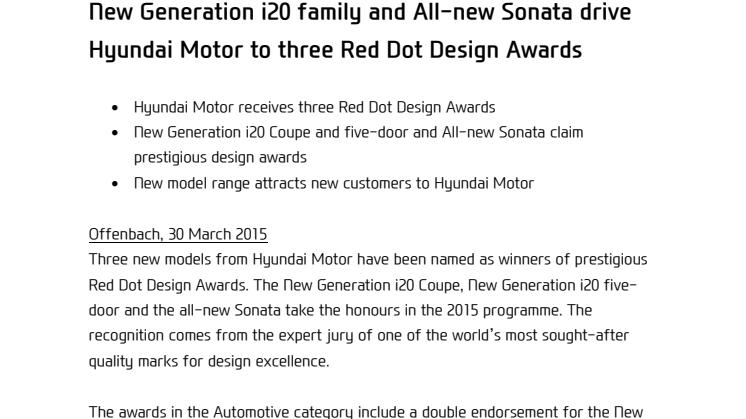 Nye designpriser til Hyundai