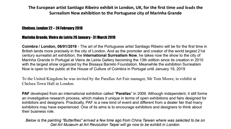 After New York the art of the Portuguese Artist Santiago Ribeiro will be in London
