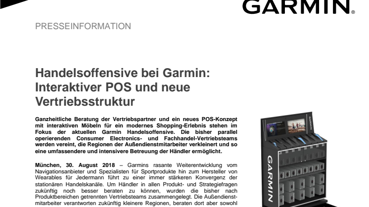 Handelsoffensive bei Garmin: Interaktiver POS und neue Vertriebsstruktur