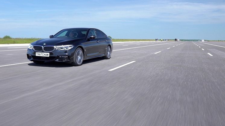 BMW 5 Series in testing at the Thatcham Research test track