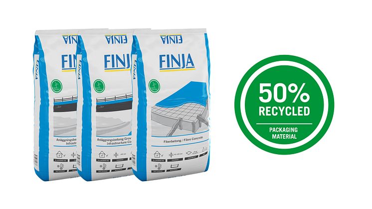 Nytt grönt steg för Finja Betong – byter till förpackningar av återvunnet material