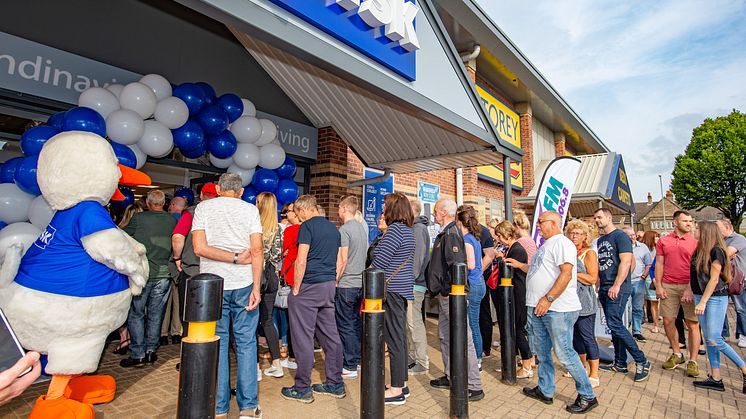 Queueing customers enter NEW JYSK Wakefield Store