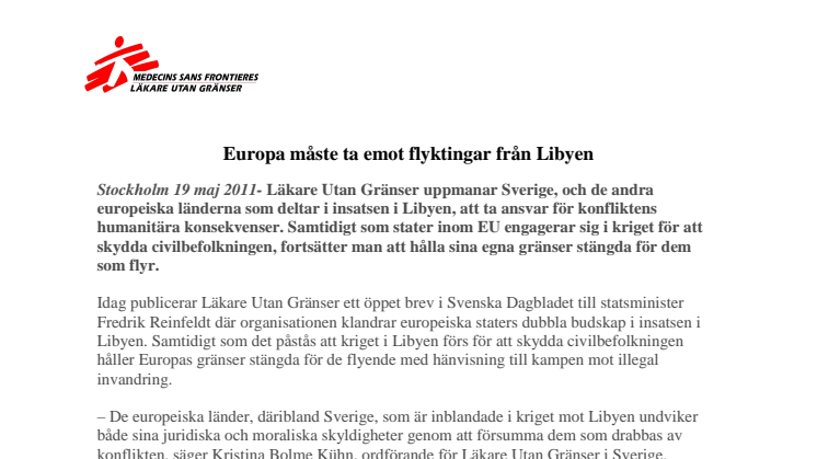 Europa måste ta emot flyktingar från Libyen
