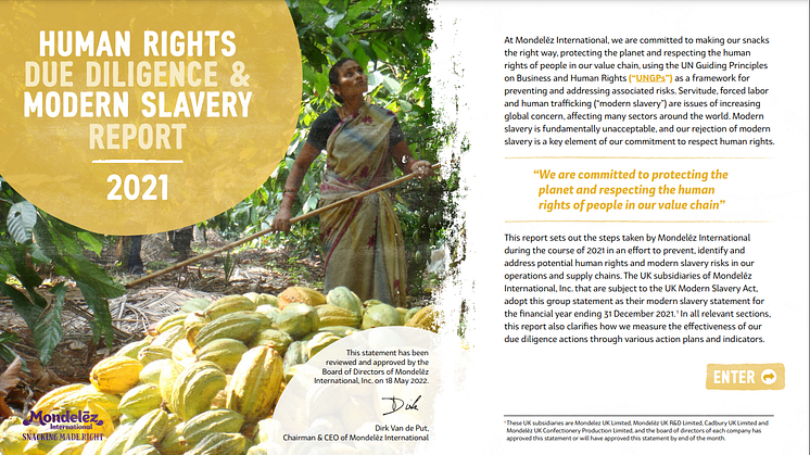 Mondelēz International Releases 2021 Human Rights Due Diligence and Modern Slavery Report