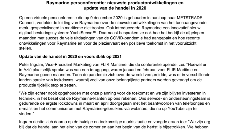 Raymarine persconferentie: nieuwste productontwikkelingen en  update van de handel in 2020 