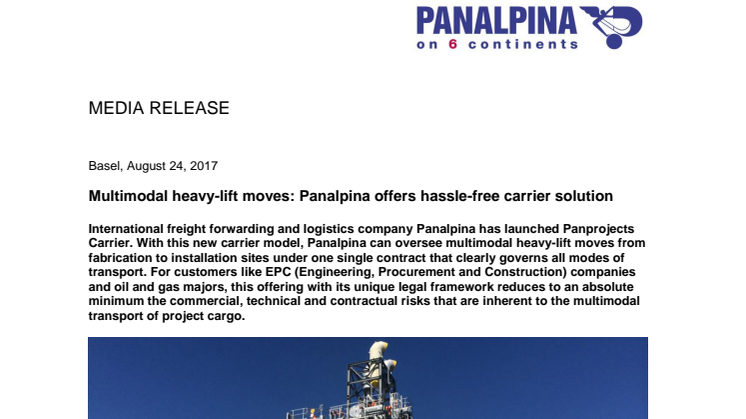 Multimodal heavy-lift moves: Panalpina offers hassle-free carrier solution