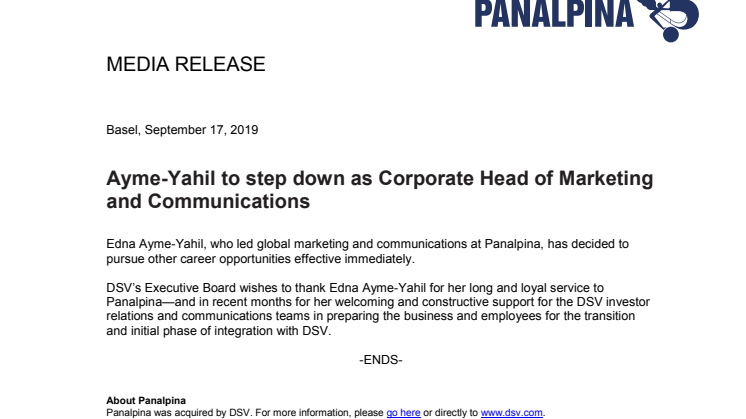Ayme-Yahil to step down as Corporate Head of Marketing and Communications