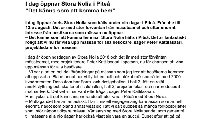 I dag öppnar Stora Nolia i Piteå: ”Det känns som att komma hem” 