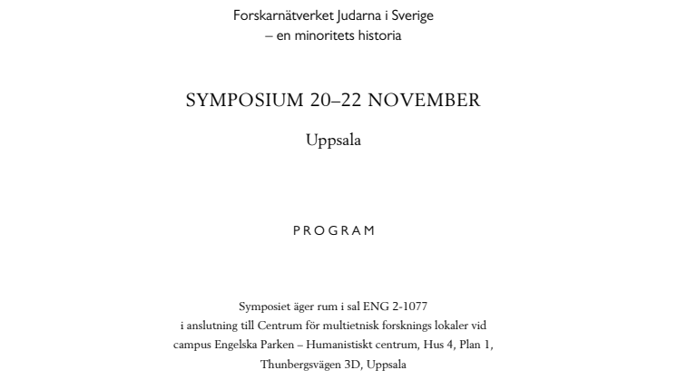 Program till symposiet om judarna i Sverige