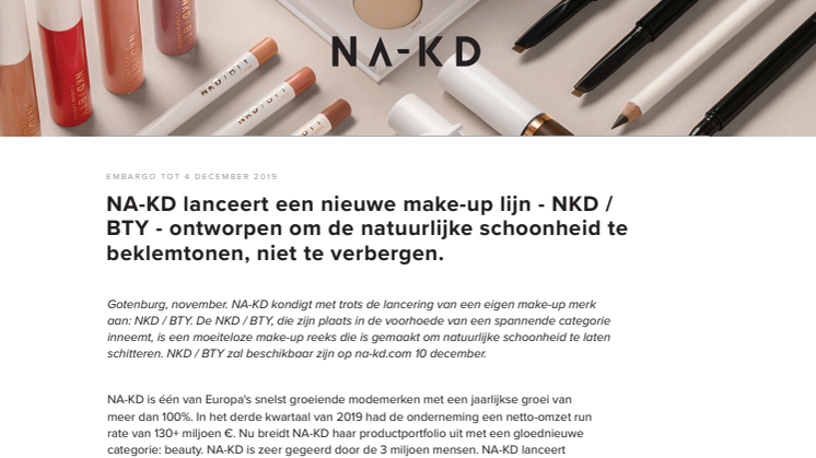 Fashion retailer NA-KD lanceert een nieuwe make-up lijn - NKD / BTY 