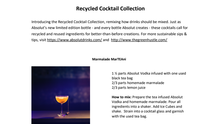 Absolut Recycled Cocktail Collection