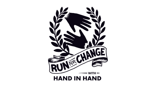 Logga för kampanjen "Run for Change with Hand in Hand"