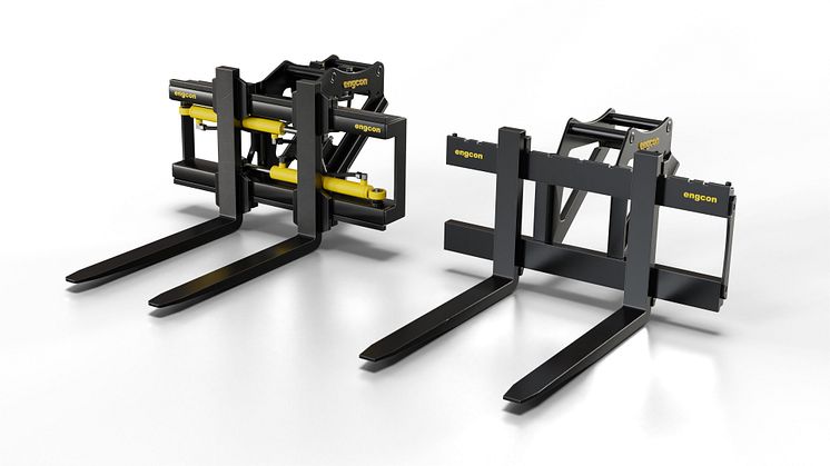 engcon launches a lightweight pallet fork for excavators in the 2-6 metric ton weight range