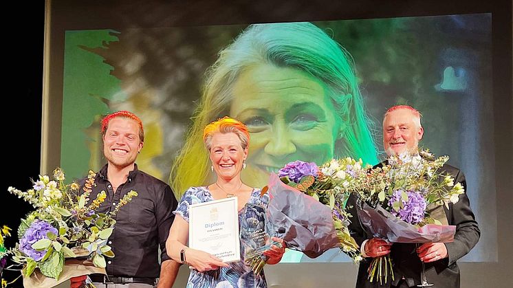 Årets Centrumutvecklare Pia Sandin, flankerad av Nils-Petter Nilsson och Tobias Ahlstedt