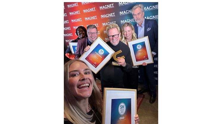 Jobbfestivalen uppmärksammades med två utmärkelser på Magnet Awards. På bilden Malin Moezzi, Madeleine Opira, Carl-Fredrik Zetterman, Mats Wernheim (initiativtagare), Sofi Fridland och Hans Uhrus.