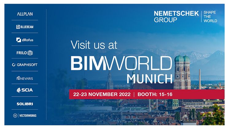 The Nemetschek Group will participate together with nine brands at BIM World Munich 2022