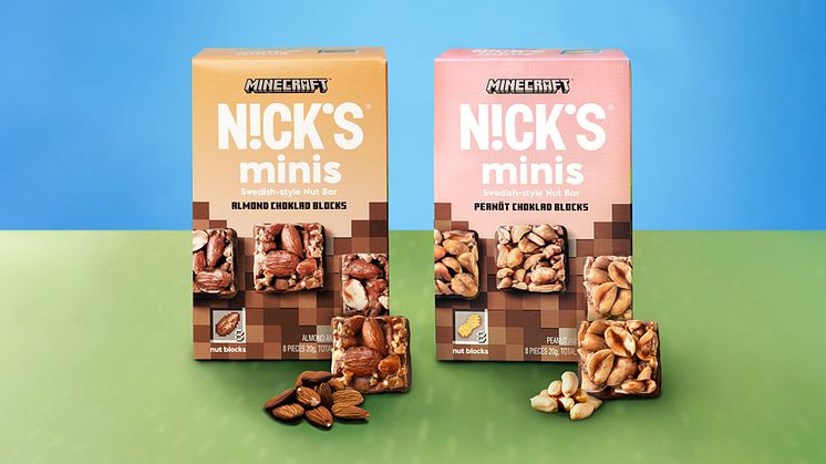 Nick's och Minecrafts goda samarbete - Almond choklad och Peanöt choklad blocks