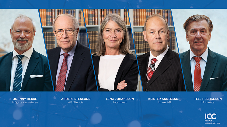 ICC Sveriges nya seniora rådgivare: Johnny Herre, Anders Stenlund, Lena Johansson, Krister Andersson och Tell Hermanson