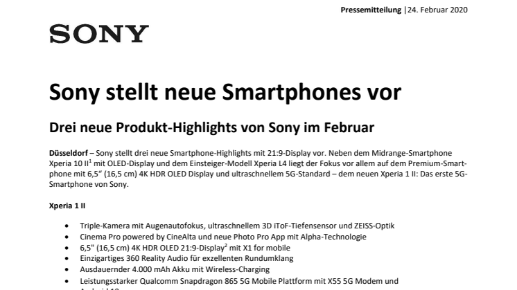 Sony stellt neue Smartphones vor