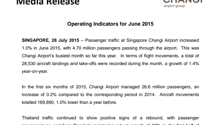Operating Indicators for June 2015
