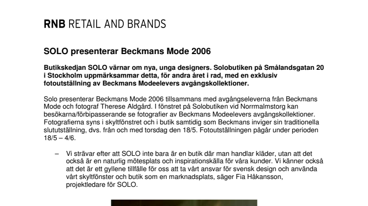 SOLO presenterar Beckmans Mode 2006