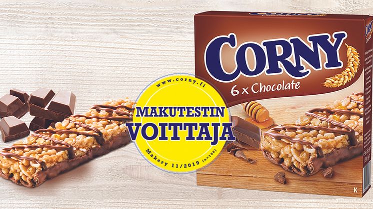 Corny on välipalapatukka täynnä täyttäviä viljoja, pähkinöitä sekä suussa sulavaa suklaata. Nyt se herkumpi välipalapatukka on myös makutestin selvä voittaja. 