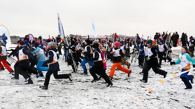 Spring mot skidspår. Alla på snö 2016. Foto: Utbildningsförvaltningen