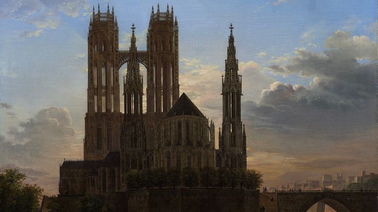 Johann Theodor Goldstein, Utsikt över en gotisk katedral, 1822. Foto: Anna Danielsson/Nationalmuseum. 