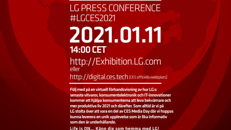 Inbjudan till LG Electronics presskonferens på CES 2021