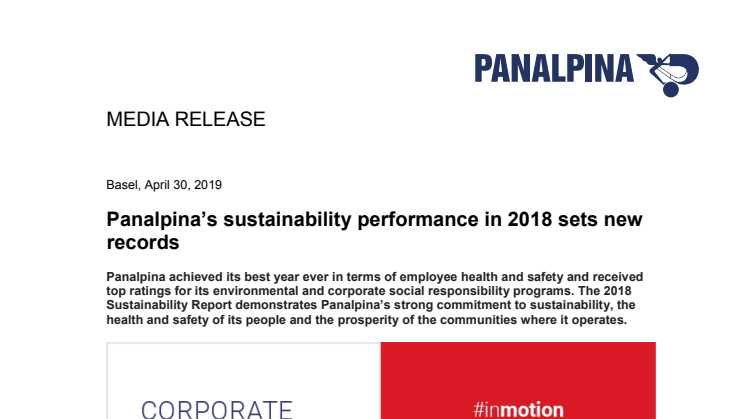 Panalpina’s sustainability performance in 2018 sets new records