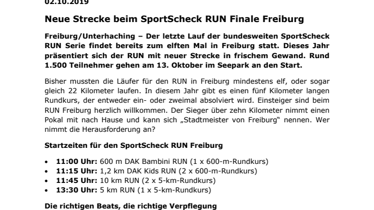 Neue Strecke beim SportScheck RUN Finale Freiburg