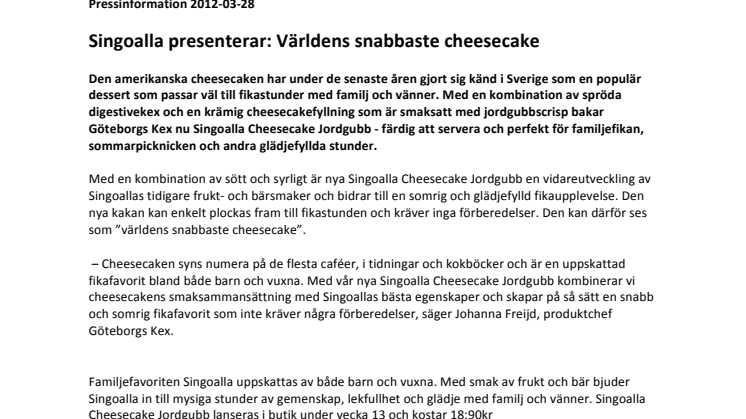 Singoalla presenterar: Världens snabbaste cheesecake