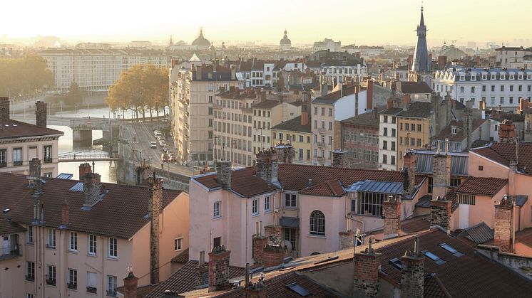 Rooftops in the city centre of Lyon at sunrise. Photo: Getty Images.