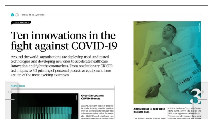 Isansys Lifecare has been named as one of the top 10 healthcare innovators in the fight against Covid-19