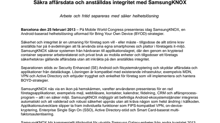 Säkra affärsdata och anställdas integritet med SamsungKNOX 