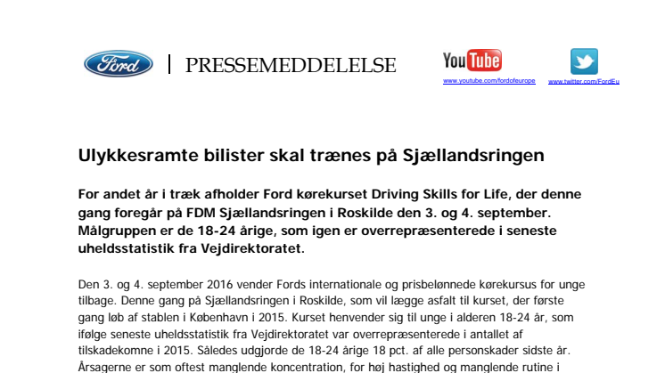 Unge bilister skal trænes på Sjællandsringen