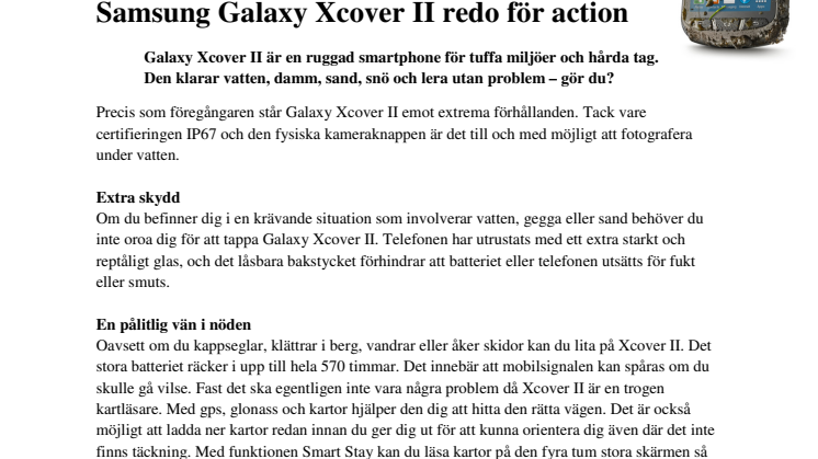 Tuffa tag: Samsung Galaxy Xcover II redo för action