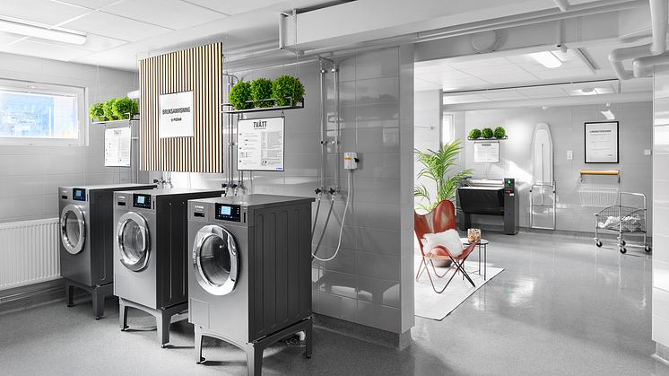Kraftigt sänkta drifts- och energikostnader när äldre tvättstugor  i Örebro blev funktionella och hållbara trivselrum