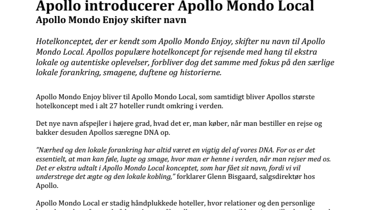 Apollo introducerer Apollo Mondo Local