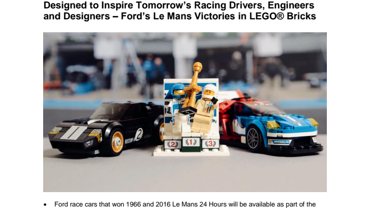 Ford løfter sløret for LEGO-udgaver af Le Mans-legender