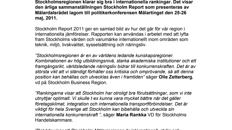 Stockholm Report 2011: Håller Stockholm måttet som konkurrenskraftig kunskapsregion?